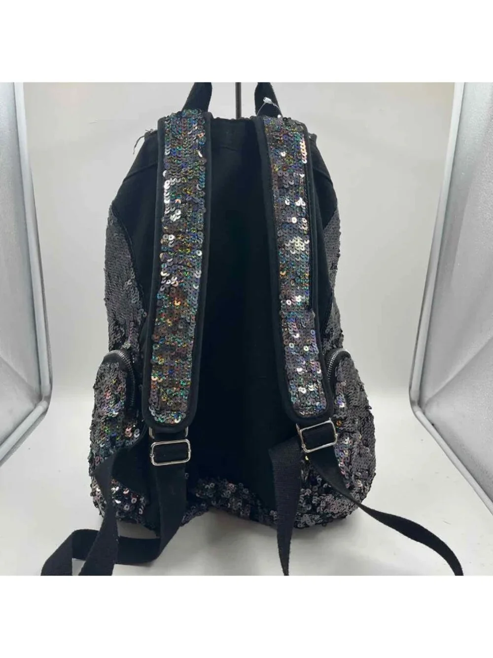 Pink Women's Black Sequined Backpack